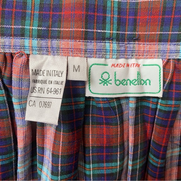 Vintage Benetton High Waist Plaid Wrap Full Skirt Made in Italy Size Medium - Picture 3 of 15
